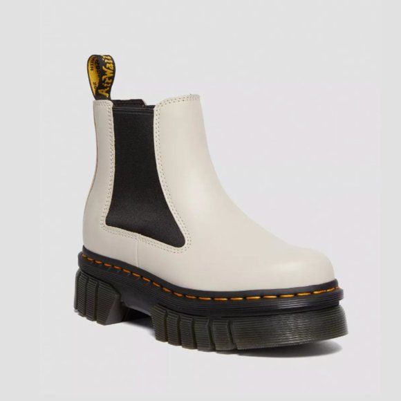 DR. MARTENS AUDRICK NAPPA LEATHER PLATFORM CHELSEA BOOTS in Cobble Stone Grey - Picture 4 of 6
